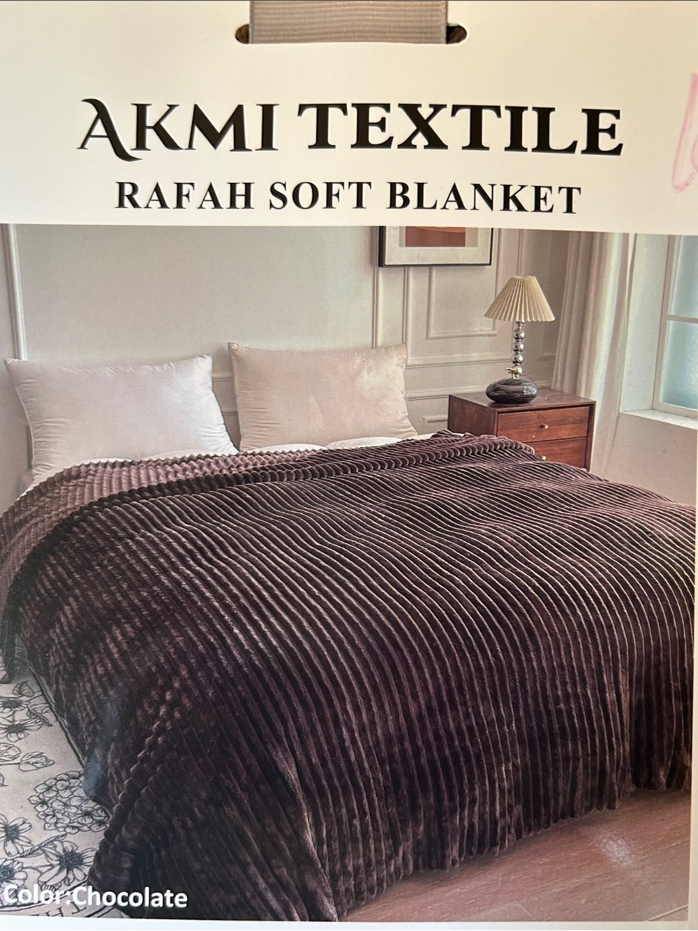 Akmi Textile Rafah Soft Blanket - Chocolate Brown Plush Throw
